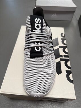 adidas Black & White Knit Lace-Up Athletic Sneaker
